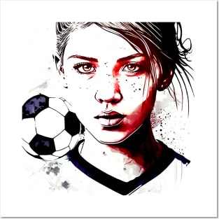 Soccer Girl Graffiti Art Splash Paint Posters and Art